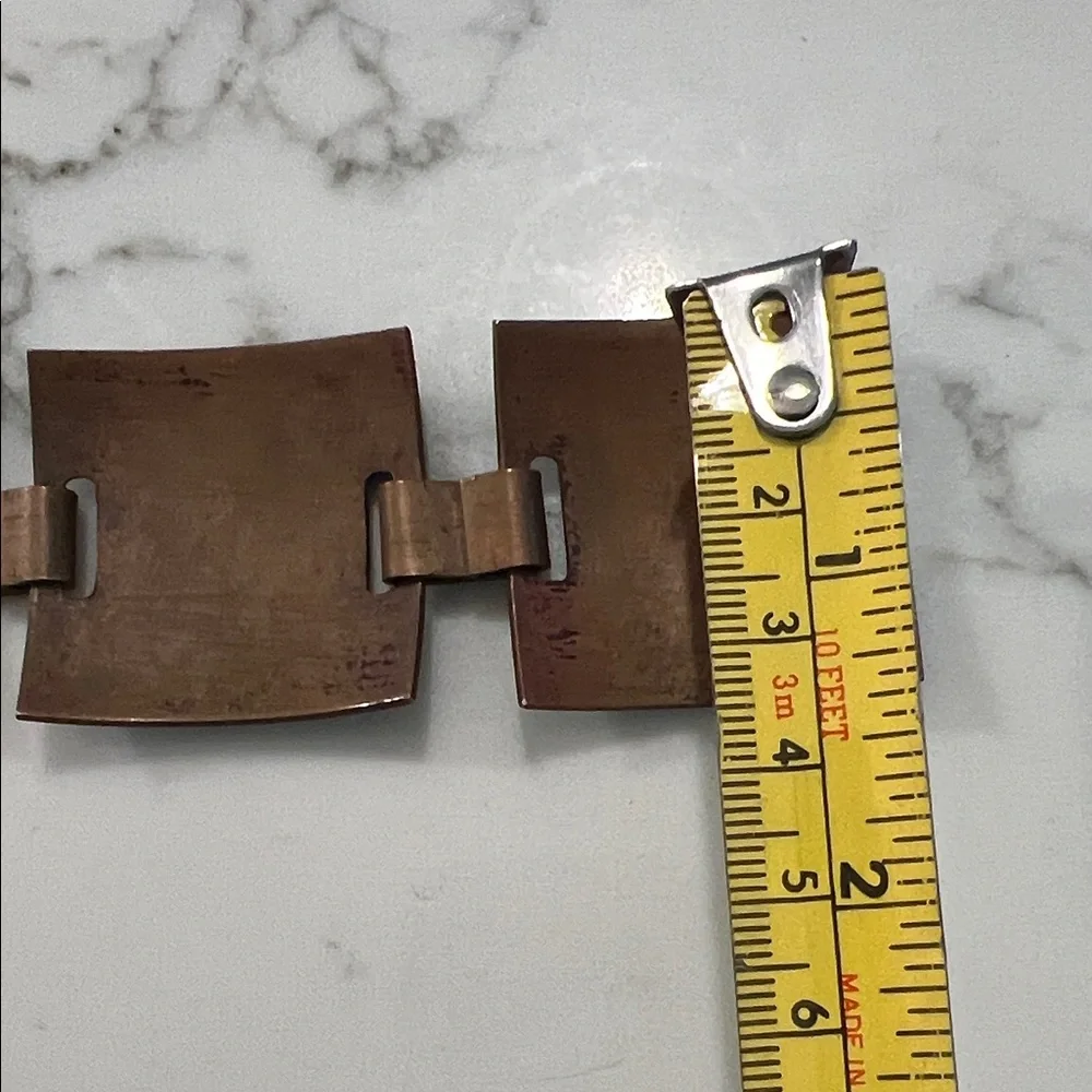 Vintage copper enamel panels squares hand made Blue and Black Artistic Bracelet - Picture 6 of 6